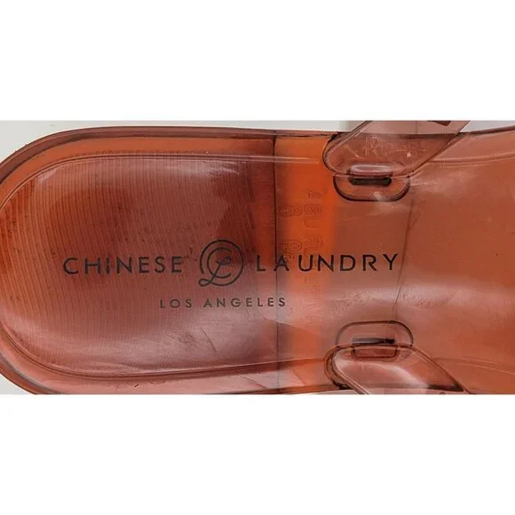 Chinese Laundry Womens Jelly Flip Flops Gold Studs Transparent Coral Size 8 - Picture 5 of 6